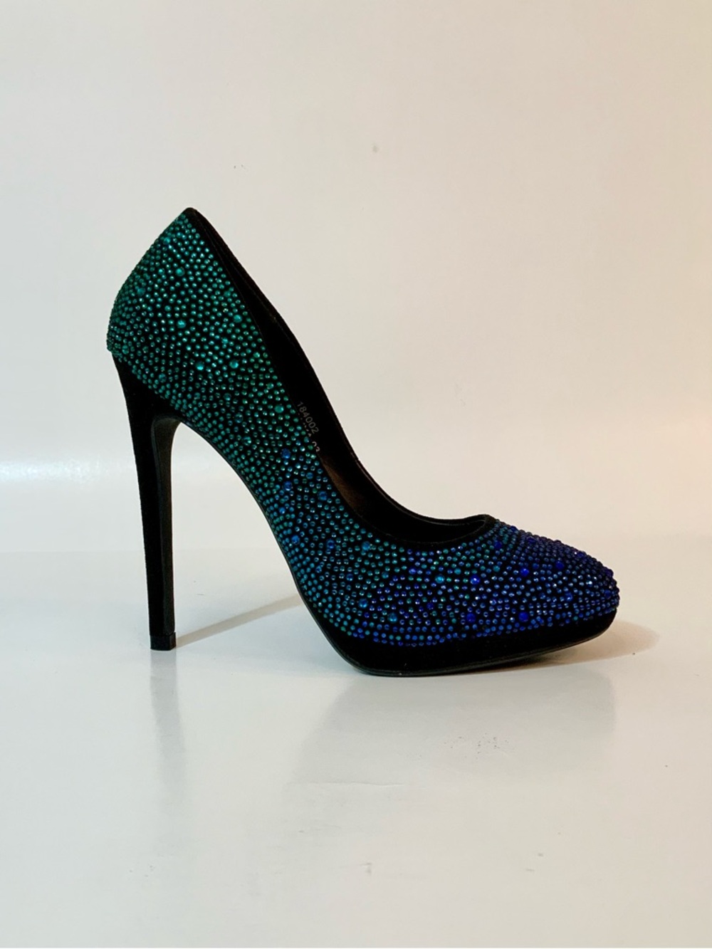 Kate Preston Teal & Blue Crystal High Heel Pumps - Picture 4 of 11